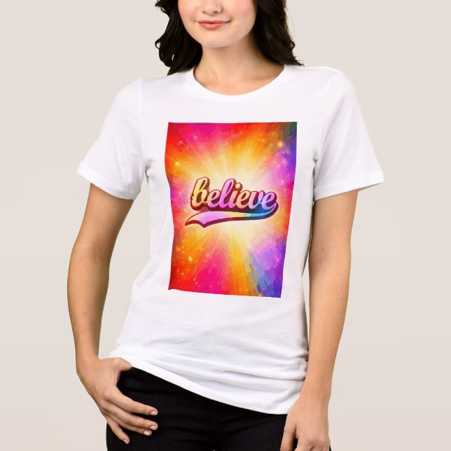 Tro färgrik typografi Inspirerande T Shirt (Framsida)