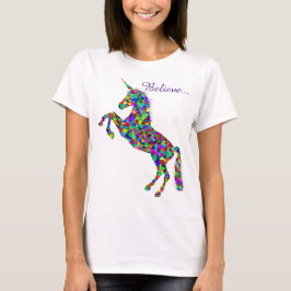 Tro färgrika kvinna för Unicornmagi T-tröja T-shirt