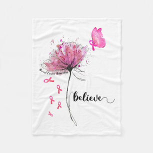 Tro Flower Butterfly Rosa Ribbon Breast Cancer Fleecefilt