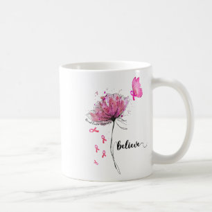 Tro Flower Butterfly Rosa Ribbon Breast Cancer Kaffemugg