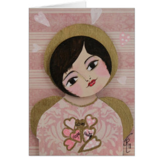 Tro för hopp för ängelhjärtakärlek hälsningskort