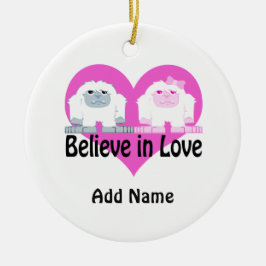 Tro förälskat! Gulliga Yetis Julgransprydnad Keramik