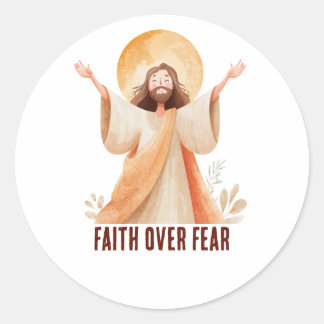 Tro före Rädsla Jesus Kristet T-Shirt Runt Klistermärke