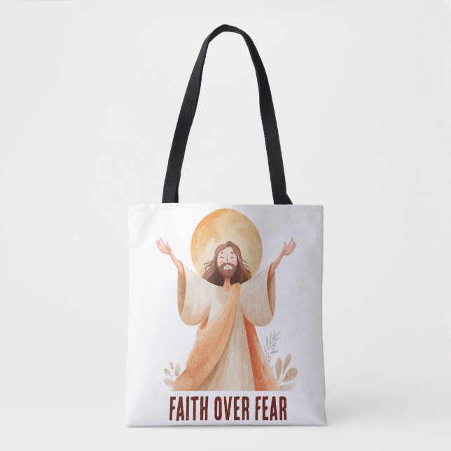 Tro före Rädsla Jesus Kristet T-Shirt Tygkasse (Framsida)