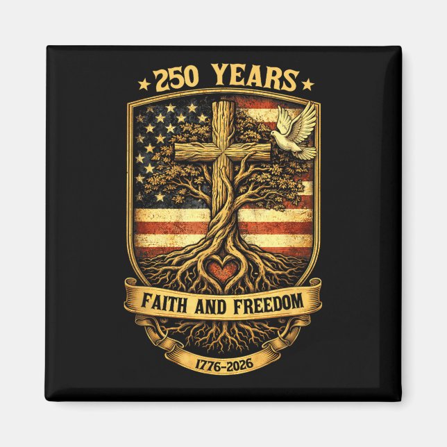 Tro Frihet 250 År 4:e Juli 250-årsjubileum Magnet (Framsidan)