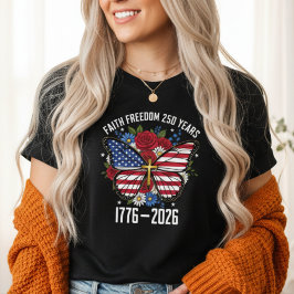 Tro Frihet 250 År Fjäril USA Flagga T Shirt