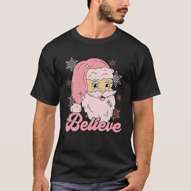 Tro Funny Rosa Jultomten Lycklig Retro Christm T Shirt (Framsida)
