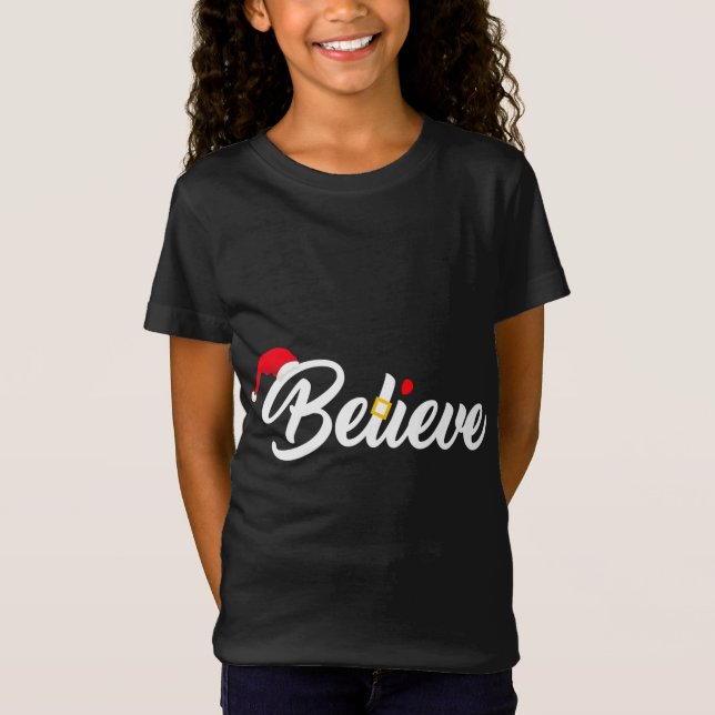 Tro God jul Santa Hat Christian T Shirt (Framsida)