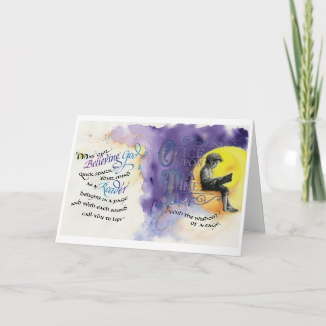 Tro Gud/läsare, Viktat gratulationskort, 5" x 7" Kort (Framsida)