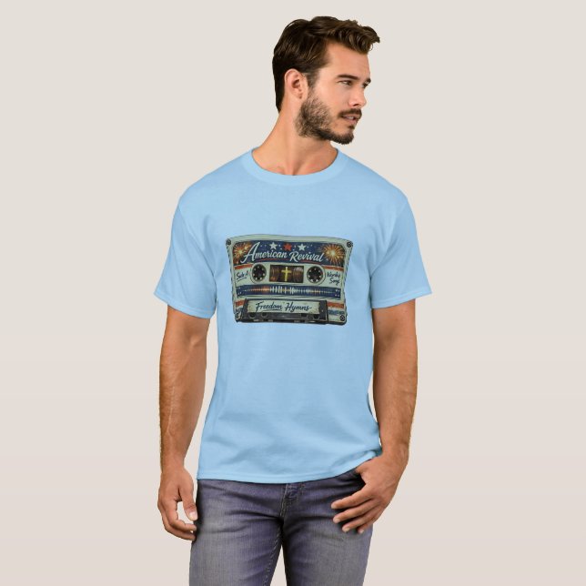Tro Guidar Frihet Kristet Patriotiskt Utformat T Shirt (Hel framsida)