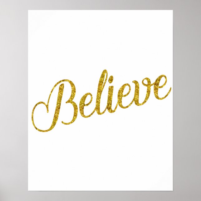 Tro Guld Faux Glitter metallic Inspirational Poster (Framsidan)