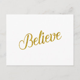 Tro Guld Faux Glitter metallic Inspirational Vykort