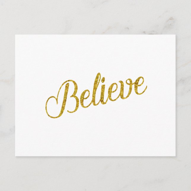 Tro Guld Faux Glitter metallic Inspirational Vykort (Framsida)