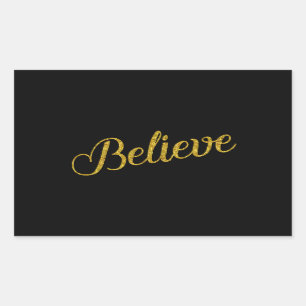 Tro Guld Faux Glitter metallisk inspiration Rektangulärt Klistermärke