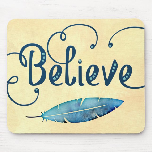 Tro Gulten Typografi - vattenfärgsludd - blå Musmatta (Framsidan)