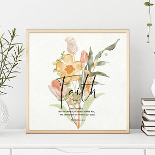 Tro - Hebreerbrev 11:1 Orange blomster Poster