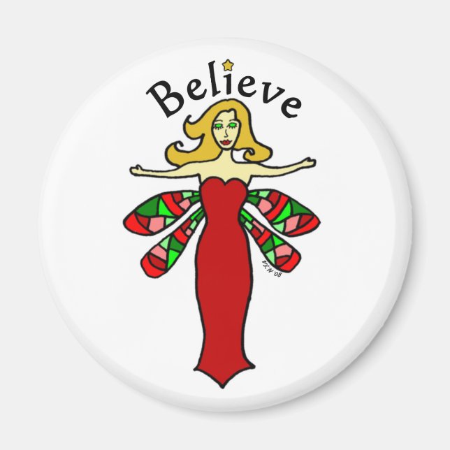Tro Helgdag Dragonfly Fairy Round Magnet (Framsidan)
