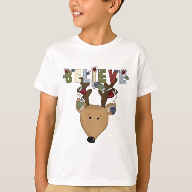 Tro helgdag för gullig brun julren t-shirt (Framsida)
