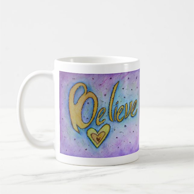 Tro hjärtinspirerande Ord Art Coffe Kopp (Vänster)