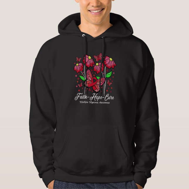 Tro Hopp Bot Blomma Fjäril Multipelt Myelom Hoodie (Framsida)