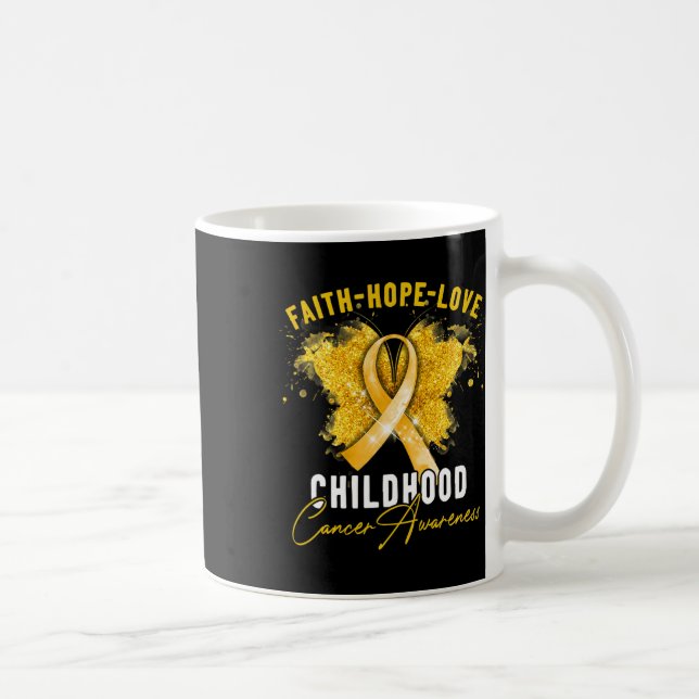 Tro Hopp Kärlek Barncancer Medvetenhet Fjärilar Kaffemugg (Höger)