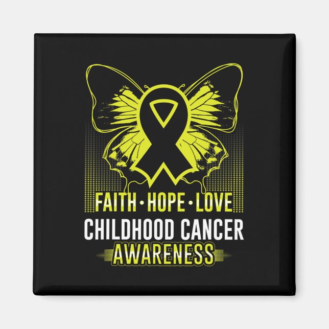 Tro Hopp Kärlek Barncancer Medvetenhet Fjärilar Magnet (Framsidan)
