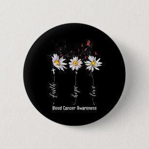 Tro Hopp Kärlek Blod Cancer Medvetenhet Blomma Gåv Knapp