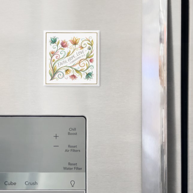 Tro Hopp Kärlek blommig Magnet (In Situ (Fridge))