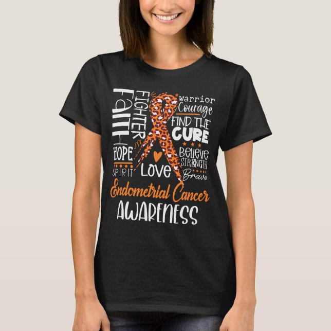 Tro Hopp Kärlek Botar Endometriecancer Medvetenhet T Shirt (Framsida)