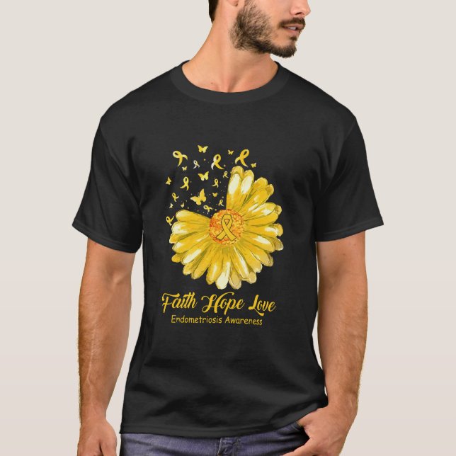 Tro Hopp Kärlek Endometrios Medvetenhet T Shirt (Framsida)