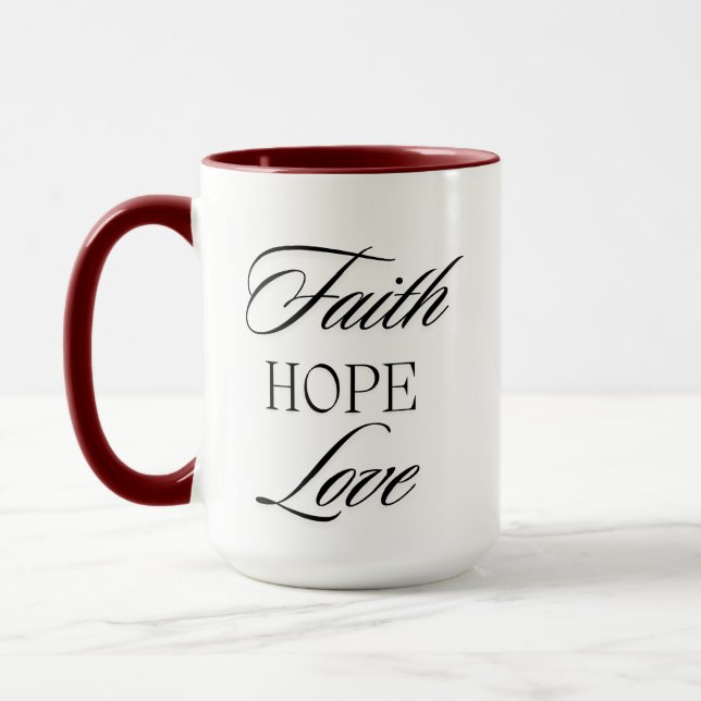 Tro, Hopp Kärlek Minimalistisk Design  Mugg (Vänster)