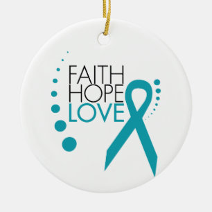 Tro hopp, kärlek - Ovarian cancer Julgransprydnad Keramik