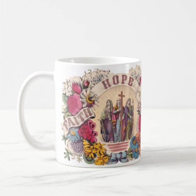 Tro, hopp och kärlek Teologala dygder Kaffemugg (Vänster)