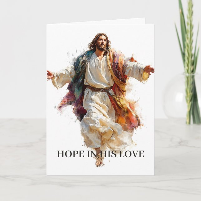 Tro Hopp Uppmuntran Kort Jesus Öppna Armar (Framsida)