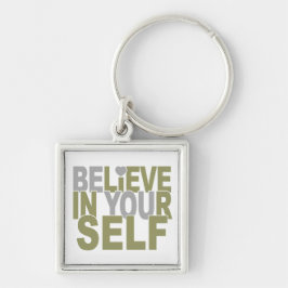 TRO I DIG nyckelringen Fyrkantig Silverfärgad Nyckelring