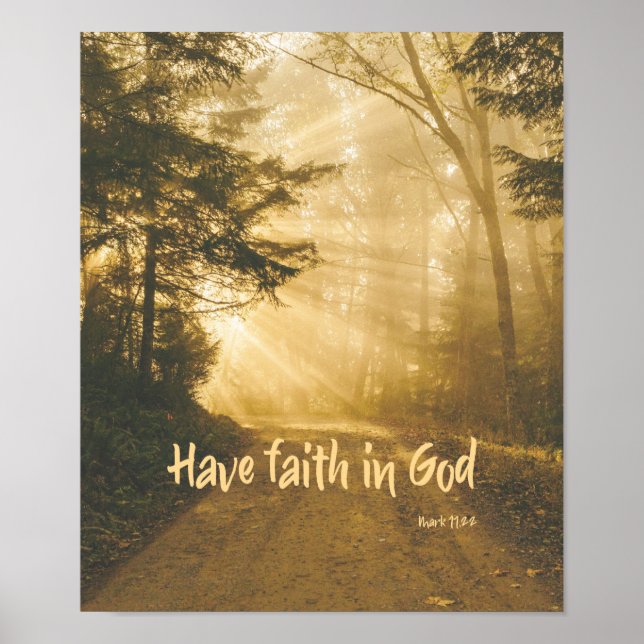 Tro i Gud Bible Verse Christian Poster (Framsidan)