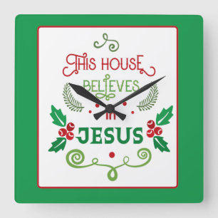 Tro i Jesus Fyrkantig Klocka