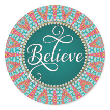 Tro: Inspire: Aqua Teal Coral Mandala Circle