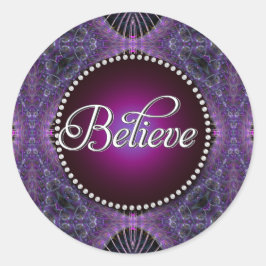 Tro: Inspire | Lila Fractalers Round Stickers Runt Klistermärke