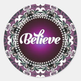 Tro: Inspire: Lila White Snöre Sticker Runt Klistermärke