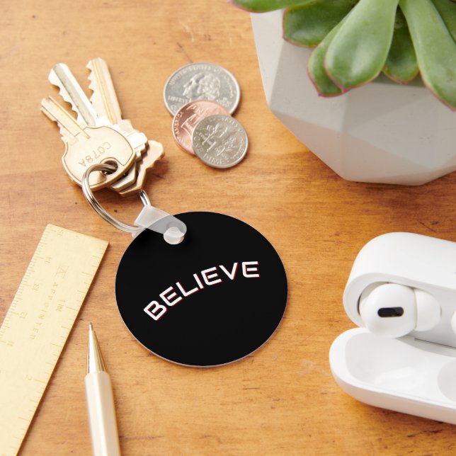 ‘Tro’ Inspirerande Citat Svart Nyckelring (Skrivbord)