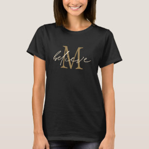 Tro inspirerande Ord Monogram-initiativ för Guld T Shirt