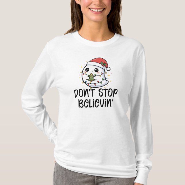 Tro inte att ge upp, julspöke t shirt (Framsida)