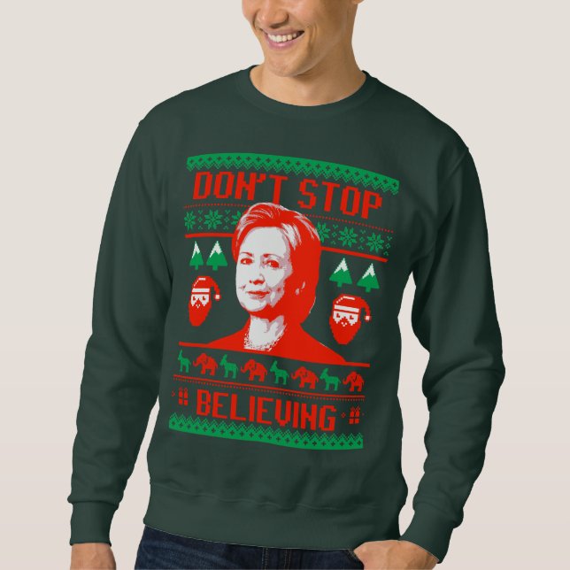 Tro inte på Hillary fuljul Lång Ärmad Tröja (Framsida)