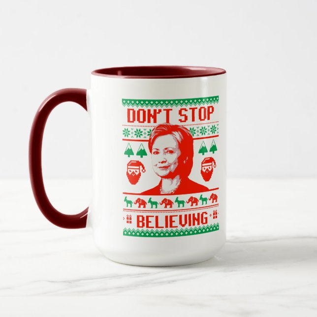 Tro inte på Hillary jul Mugg (Vänster)