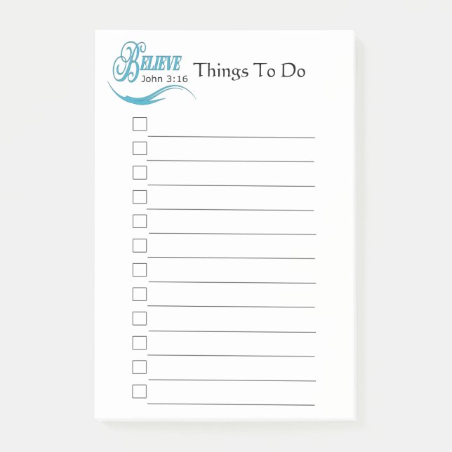 Tro John 3:16 Sak att göra Post-it Block (Framsida)