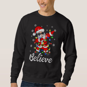 Tro jul Dabbing Jultomten Träd Ljus Lång Ärmad Tröja
