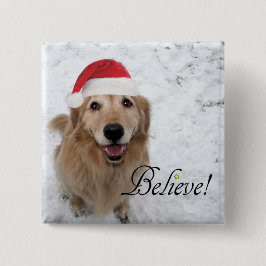 Tro jul för guld- Retriever Knapp