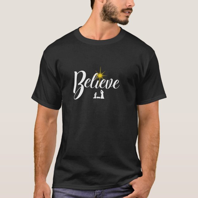 Tro jul Jesus Savior Born Manger Nativit T Shirt (Framsida)