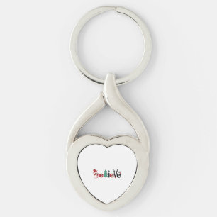 Tro jul och tro på jul twisted heart silverfärgad nyckelring